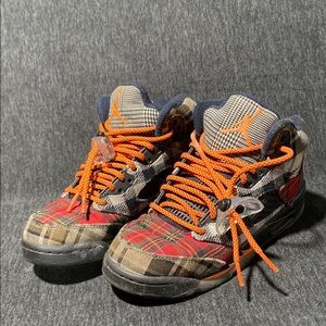 Jordan Kids Checkered Sneakers with Orange Accents